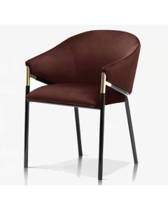 Modern Leather Accent Chair with Gold Detail – Luxury Dining Chair by Maimo Furniture-MAM202618235