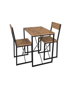 Compact 2 Seater Dining Set – Industrial Wood & Metal Table with Chairs by Maimo Furniture-MAM202618226