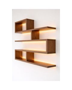 Modern Floating Wall Shelf with LED Lighting – Formica Decorative Shelf by Maimo Furniture-MAM202618249