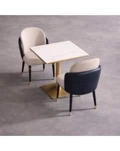 Luxury Formica Dining Set with 2 Upholstered Chairs & Gold Base – Modern Compact Table by Maimo Furniture-MAM20262209