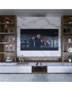 Modern Marble TV Wall Unit with Shelves – Luxury TV Stand Cameroon-TV202614051