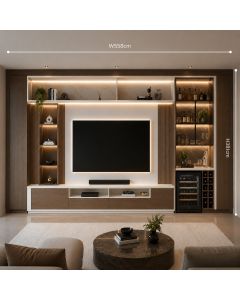 Luxury TV Wall Unit with LED Bar Display and Storage – Maimo Furniture-MAM0710200033