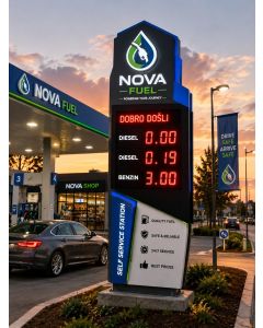 Modern Fuel Station Totem Sign with LED Price Display – Premium Outdoor Branding-MAM202628055