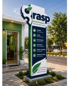 Modern Microfinance Totem Signage – Outdoor Financial Institution Branding-MAM202628059