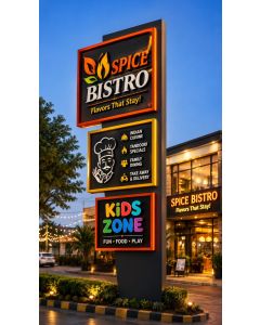 Modern Restaurant Totem Sign – Outdoor Bistro & Fast Food Signage-MAM2026280510