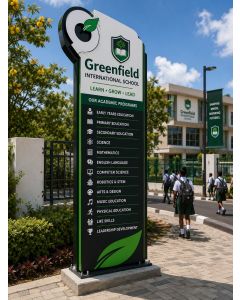 Modern School Totem Signage with Academic Program Display – Premium Educational Branding-MAM202628057