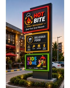 Modern Restaurant Totem Sign – Family Restaurant Outdoor Branding-MAM2026280511