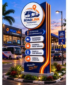 Modern Transport Agency Totem Sign – Outdoor Logistics & Travel Signage -MAM2026280514