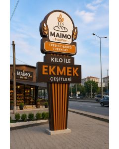 Modern Bakery Totem Sign – Outdoor Illuminated Bakery Signage -MAM2026280525