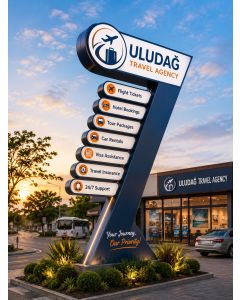 Modern Travel Agency Totem Sign – Premium Outdoor Tourism Signage -MAM2026280516
