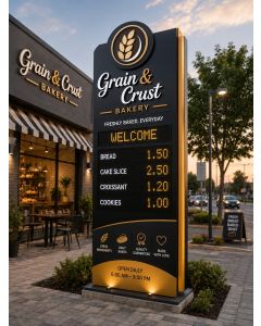 Modern Bakery Totem Sign – Illuminated Outdoor Bakery Signage -MAM2026280517