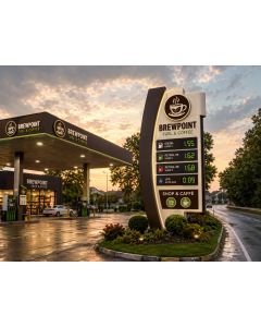 Modern Fuel & Coffee Station Totem Sign – Outdoor Branding Display-MAM2026280536