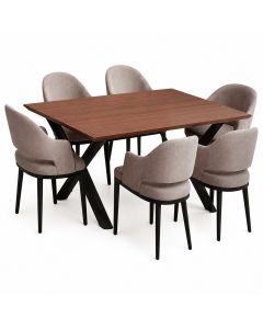 Modern 6-Seater Dining Table Set with Upholstered Chairs - MAM2026280546