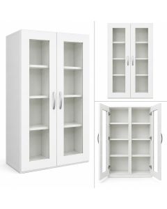 OFC - Office cabinet executed in wood and Glass, White - MAM1111112021