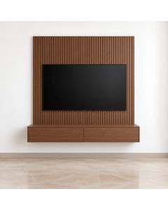 Dark Wood Floating TV Stand with Fluted Back Panel Maimo Furniture MAM081020250010