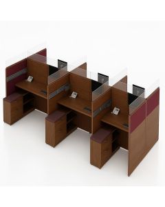 6-Seater Cubicle Workstation with Glass Panels – Wooden Office Desk by Maimo Furniture-MAM281020256