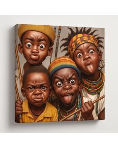 African Children Funny Faces Art – Playful Culture by Maimo Furniture- MAM091020257