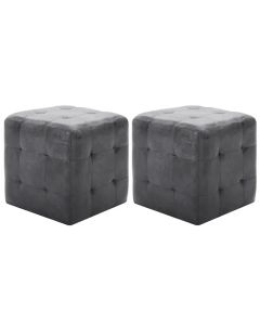 PUF - 2 Modern Poufs In Grey Velvet - MAM20212011326