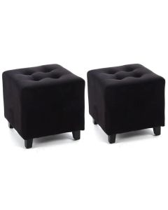 PUF - 2 Modern Poufs In Black Velvet - MAM2021201145